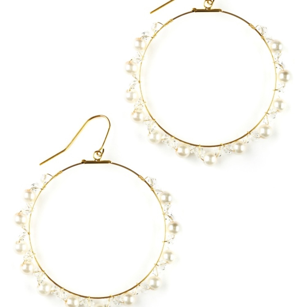 NWT Amrita Singh Trinity Hoop Earrings faux pearls